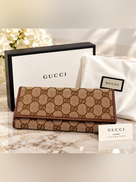 Gucci Handbags - Gucci Original GG Canvas Continental Wallet 346058 KY9LG Beige Brown Vintage